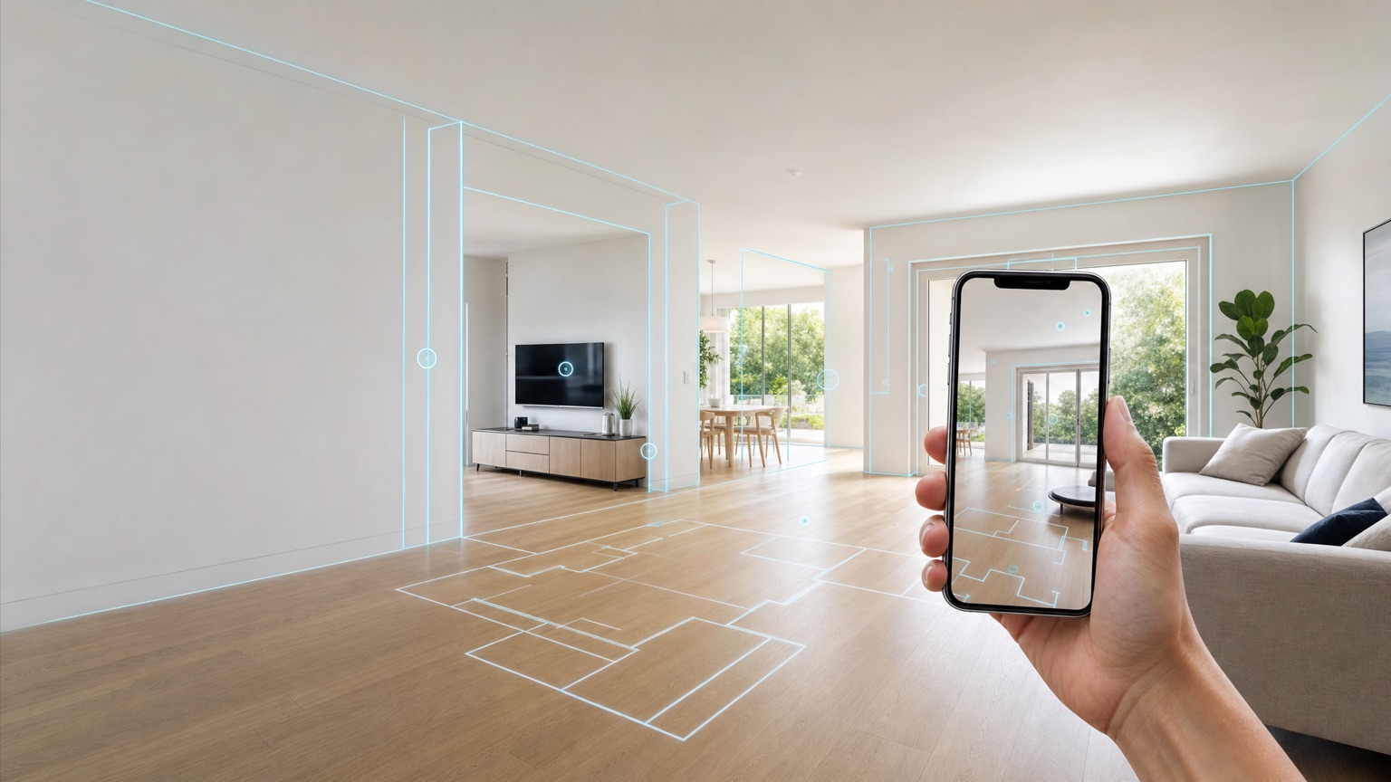 Property capture context with floor plan and location record