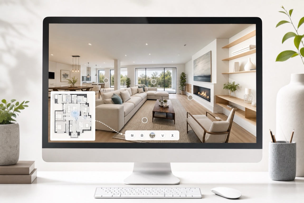LogicSpace 360 tour preview with panorama navigation